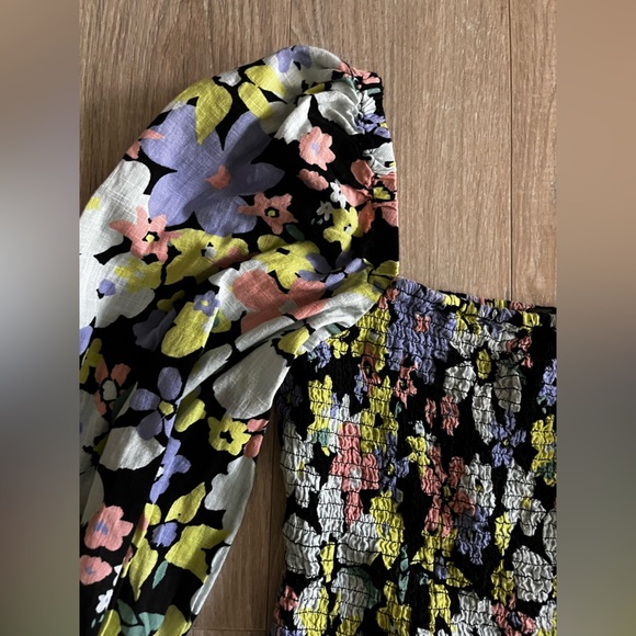 Free People Womens Ariana Floral Puff Sleeve Crop Blouse Retro Combo Size Medium - Picture 6 of 10